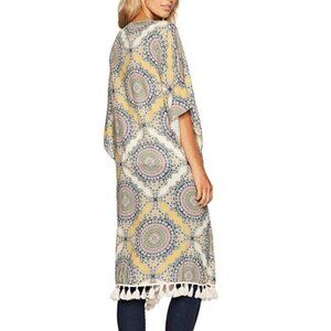 NWT Ella Moon Yellow Multi l Fringed Kimono | Large